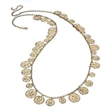 Long Coin Fashion Necklace Antique Gold