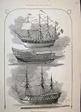 1887 ENGLISH SHIPS HARRY SOVERAIGNE WILLIAM OLD PRINT