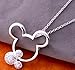 Double Mickey Crystal Charm Necklace Sterling Silver - Birthday,sweet 16,graduation Gift
