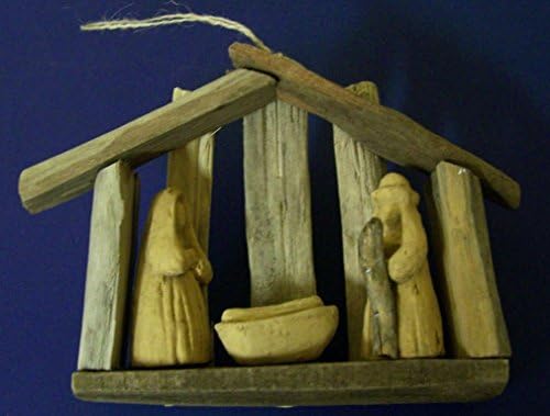 Driftwood Nativity Ornament. 5" Tall 6.5" Wide 2" Deep.