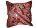 Vintage Sari Patchwork Beaded Cushion Cover Burgundy Moti Mirror Floor Pillows 24 Inch