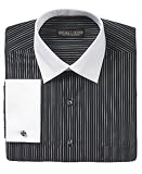 Donald Trump Dress Shirt, Black White Stripe French Cuff