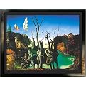 Cygnes Reflechis en Elephants by Salvador Dali Framed Print - 26x38"