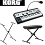 Korg MICROKORGXL Music Synthesizer With 8 Band Vocoder & Microphone With Keyboard Bench & Keyboard Stand