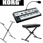 Korg MICROKORGXL Music Synthesizer With 8 Band Vocoder & Microphone With Keyboard Bench & Keyboard Stand
