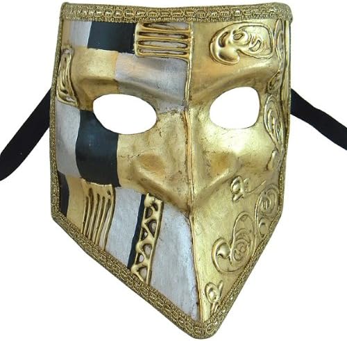 Black Art Deco Bauta Full Face Venetian Masquerade Mask