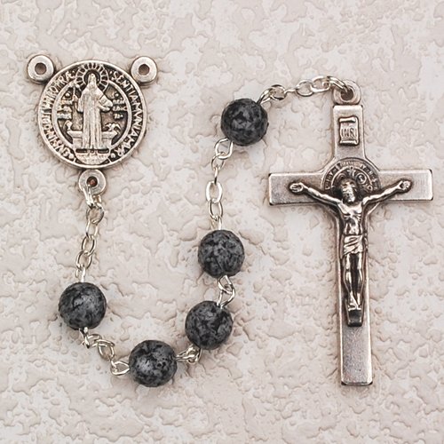 St. Benedict Rosary, Grey & Black. Catholic Saint Benedict Patron Saint