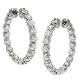 Round Shared prong Set Diamond Hoop Earrings 6.50cttw