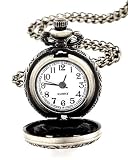Burnished Silvertone Long Wheel Design Pocket Watch Pendant Fashion Necklace