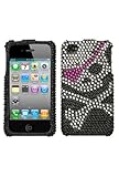 iPhone 4 Full Diamond Graphic Case - Black Skull