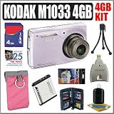 Kodak Easyshare M1033 10MP HD Digital Camera Pink Plus 4GB Deluxe Accessory Bundle
