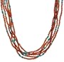 14k Yellow Gold Carnelian and Turquoise Necklace, 17"