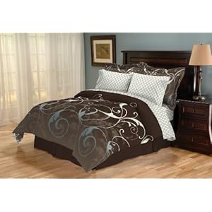 Sanders Home Collection Marley Reversible 8-Piece Queen Bed in a Bag Bedding Set Brown