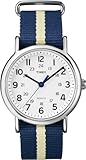 Timex Unisex T2P142GP Weekender White Dial and Nylon Blue and White Strap