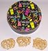 Scott's Cakes 1 lb. White Chocolate Covered Pretzel with Peanuts in a Celebrate Tin
