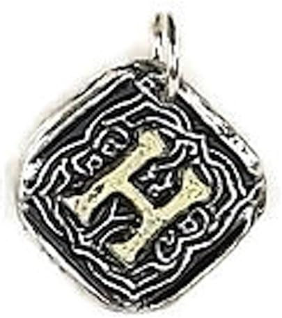 Wax Insignia Brass Silver Plated Wax Seal Charm Roycroft Pendant Initial "H"