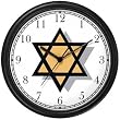 Star of David or Mogen David No.2 Judaica Jewish Theme Wall Clock by WatchBuddy Timepieces (Black Frame)