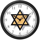 Star of David or Mogen David No.2 Judaica Jewish Theme Wall Clock by WatchBuddy Timepieces (Black Frame)