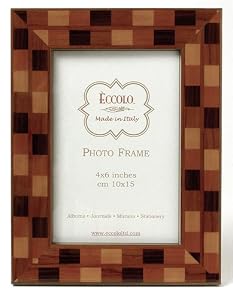 Italian Marquetry Picture Frame - Checkerboard brown