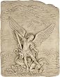 Archangel Michael Slaying the Devil Wall Relief, Stone