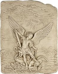 Archangel Michael Slaying the Devil Wall Relief, Stone
