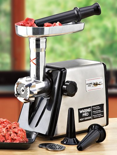 Waring Pro MG100 Remanufactured 300-Watt Meat Grinder, Brushed Stainless Steel