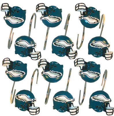 Philadelphia Eagles Set 12 Bathroom Shower Curtain Hooks