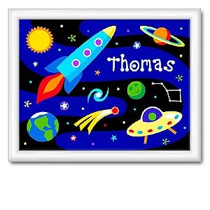 Olive Kids Out Of This World Large Framed Art- Gloss White Frame by Olive Kids
