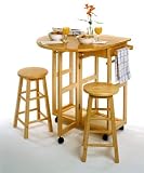 Winsome 89332 Space Saver Drop Leaf Breakfast Bar With Stools-natural