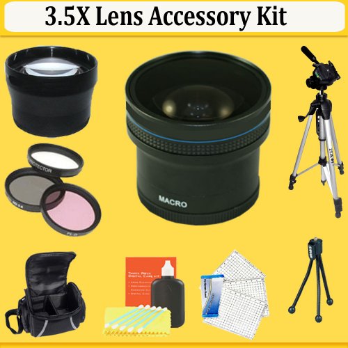 PROFESSIONAL HD 3.5x TELPHOTO LENS + WIDE ANGLE MACRO LENS + 3 PC. FILTER KIT + FULL SIZE TRIPOD + SOFT CARRYING CASE + MORE!! FOR THE Sony DSLR A500, A500L, A550 SLR CAMERAS.THESE LENSES AND FILTERS WILL ATTACH DIRECTLY TO THE FOLLOWING SONY LENSES 18-70mm, 18-55mm, 75-300mm, 55-200mm, 50mm, 100mm.