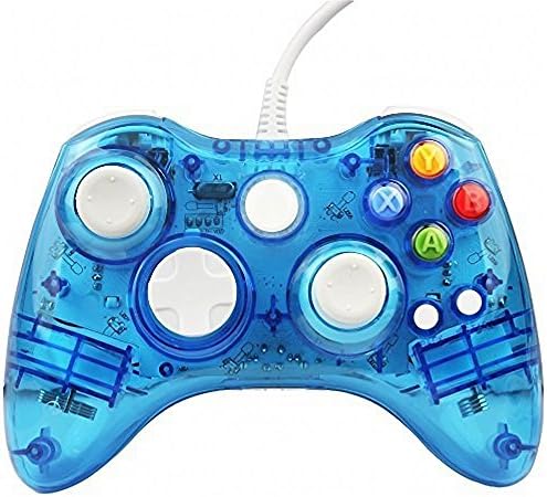 FULY Wired Gamepad Transparent PC Controller Joystick With LED Light For Xbox 360 Controller Supports Windowsxp/Vista/Win 7/8 System PC-Blue