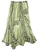 Womens Maxi Skirt Green Skirt Frill Bottom Embroidered Long Skirt Rayon