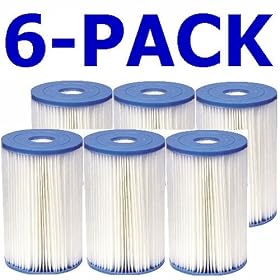 Full Case of 6 - Intex Brand Type B Pool Filter Cartridges - For Intex 2000, 2500, 3000 3500 & 4000 GPH Filter Pumps - Made in China