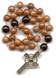 Anglican Prayer Beads, Rosary - Brown Fossil/Black Czech Glass Beads