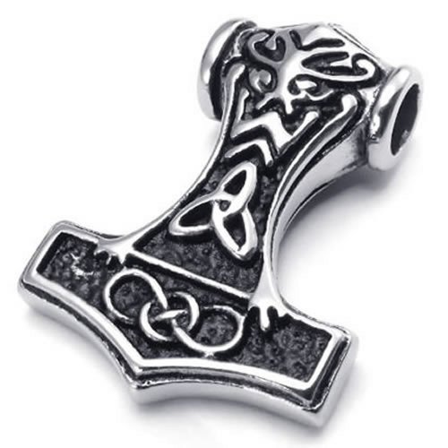 KONOV Stainless Steel Thors Hammer Celtic Knot Mens Pendant Necklace, 24 inch Chain