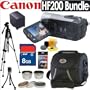 Canon Vixia HF200 HD 15x Optical Zoom SDHC Flash Memory Digital Camcorder + Accessory Bundle