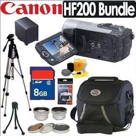 Canon LEGRIA HF200 - Camcorder - High Definition - widescreen - 3.89 Mpix - optical zoom: 15 x - supported memory: SD, SDHC - flash card