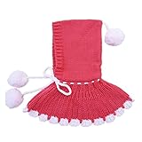 Candykids　選べる4色 ベビー ＆ キッズ 用 かわいい　赤ずきんちゃん風 ニット帽 耳 首元 足 ポカポカ ニット帽 ポンチョ 公園 お出かけ お散歩 赤ずきん 風 帽子 ニット ボンボン 