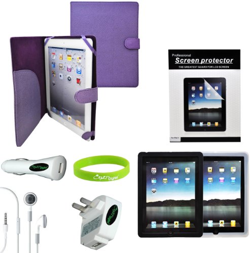 CrazyOnDigital Purple Leather Case Cover Charger 