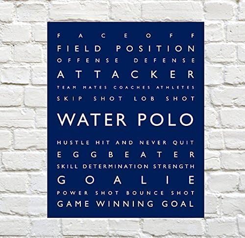 Water Polo Poster - 16 x 20 Typography Print - Navy, Turquoise or Grey