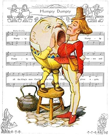 Alice in Wonderland - Humpty Dumpty Giclee Print on Sheet Music Artwork 8x10 (Whdsoam810)