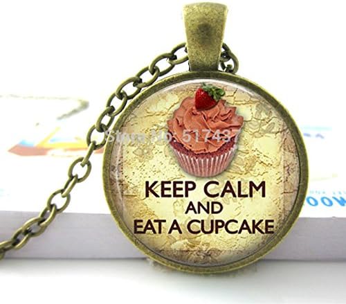Pretty Lee Pendant Glass Dome Keep Calm Eat A Cupcake Necklace Glass Art Pendant Picture Pendant Photo Pendant Handcrafted Jewelry