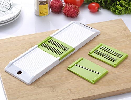 Nuliah® Hand-held Mandoline Slicer Set 3 in 1, Kitchen Vegetable Fruit Julienne Slicer with Stainless Steel Blade