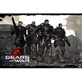 Gears of War (Group) White Wood-Mounted Art Poster Print – 24″ X 36″