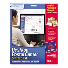 Avery Stamps.com Desktop Postal Center:  Starter Kit, Includes $45 in Postage, 4 Weeks of Service, Stamp Labels, Mailing Labels and Shipping Labels (32401)