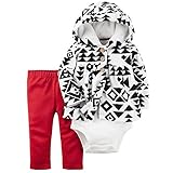 カーターズ（Carter's）女の子用白x黒トライバルフード付きフリースジャケットお出かけ用上下3点セット (18months(78-83cm)) [並行輸入品]