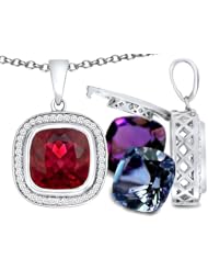 Switch-It Gems (tm) Cushion Cut 10mm Pendant with 12 Interchangeable Simulated Birthstones