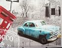 Bild auf Keilrahmen Kunstdruck im Retro Look Auto blau