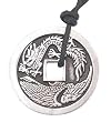 Chinese Money Dragon Silver Tone Pewter Pendant Necklace