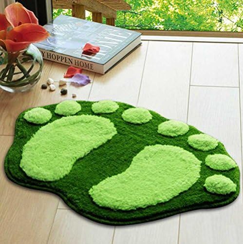 Cute Door Mat Sitting room sofa tea table carpet bedroom bathroom door mat mat bibulous lovely big foot mat (Green, 58.5*38.5cm)